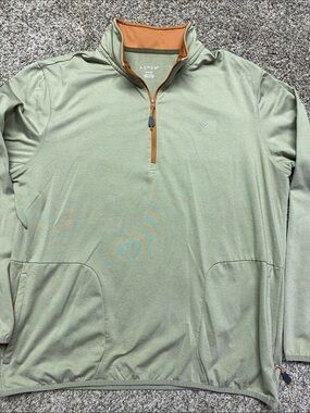 Aspen Men's Size XL Tan Quarter-Zip Pullover with Contrast Trim - 1518